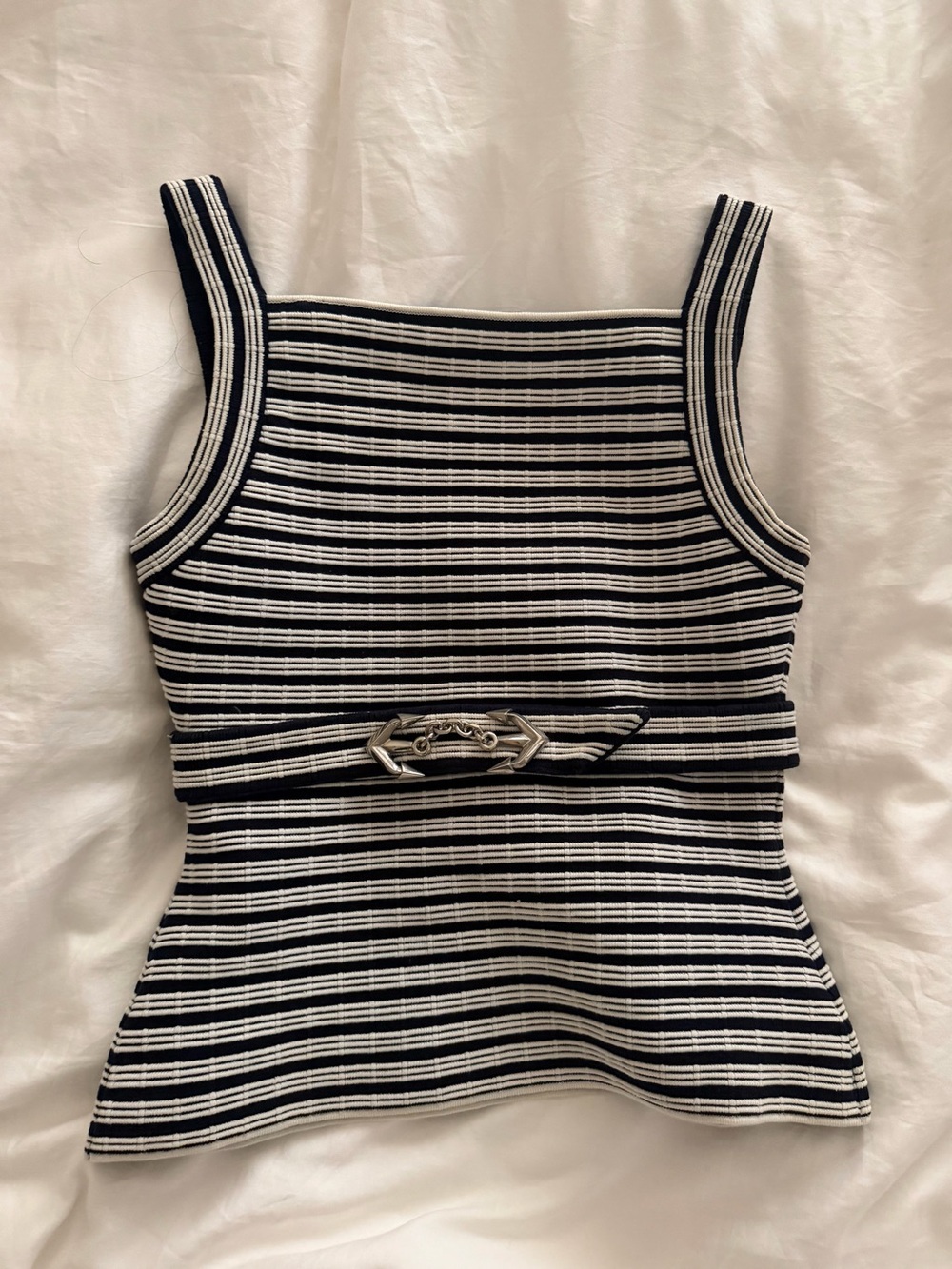Authentic Thierry Mugler Ribbed Nautical Waist Anchor Belt Tank Top